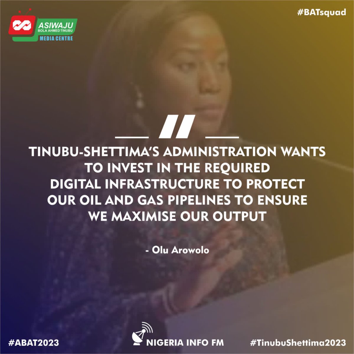 kokomatic's tweet photo. Tinubu-Shettima's administration wants to invest in the required Digital Infrastructure to protect our Oil and Gas pipelines to ensure we maximize our output

- Olu Arowolo

#RenewedHope2023 
#BATKSM2023 
#BATsquad https://t.co/26Z5OcjcXB