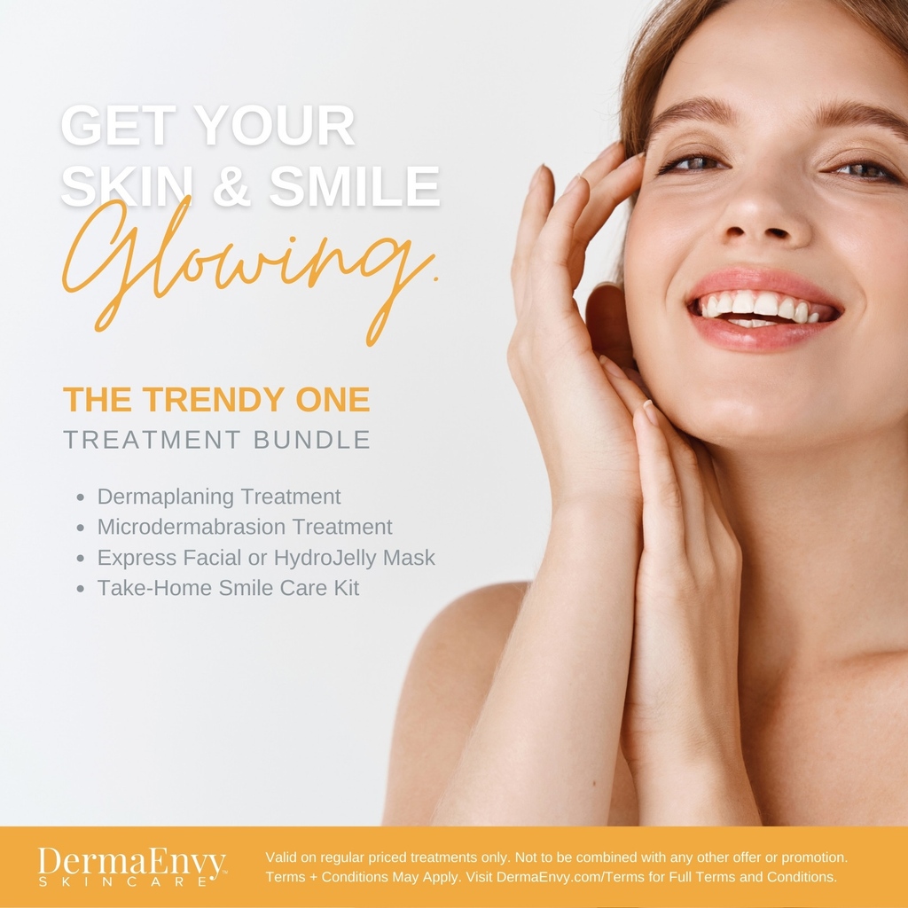 This package was MADE for holiday parties, weddings and event-ready skin. ✨ Zero-downtime, safe for nearly everyone and provides instant glowing skin post-treatment (and a bright smile)! 

Book a Trendy One Treatment Bundle for only $229 at your local DermaEnvy Skincare clinic.