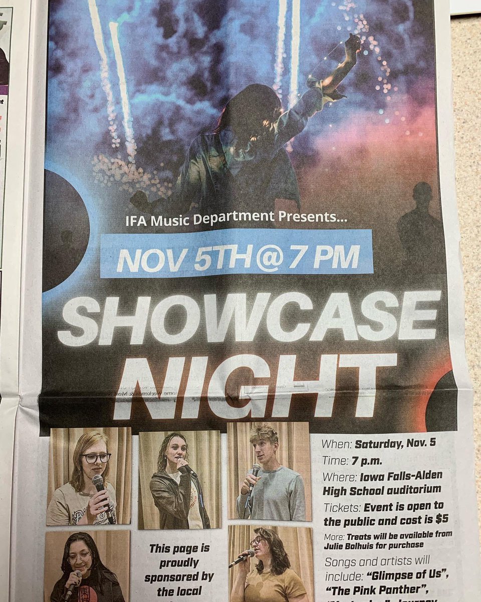 jschmtt's tweet image. You do not want to miss tonight’s Showcase Night at 7:00pm!!  This will be unlike any other fine arts performance at IFAHS this year!  
I promise, you won’t be disappointed! 🤩 🎤 🎸 🎶 
#IFACadetPride @Bware22 @ChoirIfahs @ifabands