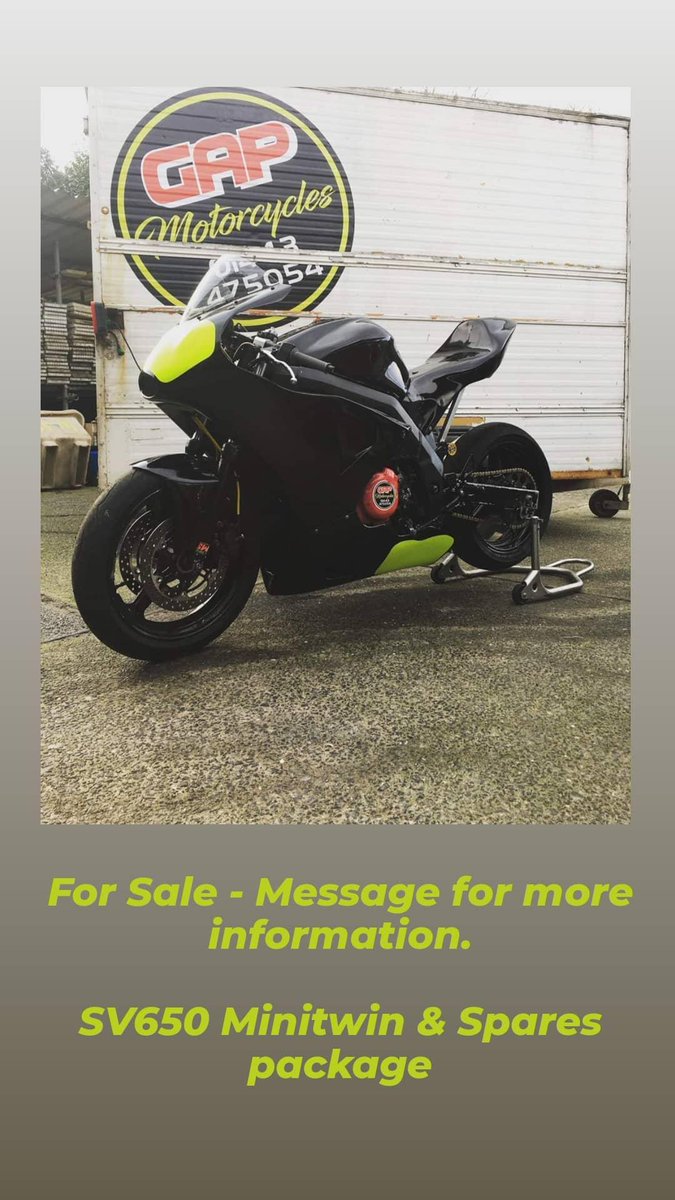 So the Minitwin is going to make room for some 'interesting developments' for next year. Message me for more information. Its a well Spec'd SV650 Minitwin with comprehensive spares package to go with it.