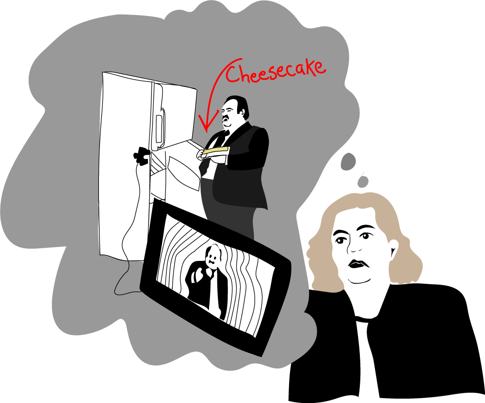 lagunalock's tweet photo. Just did an illustration for my review of dumb, dumb, dumb- @MaryJoPehl 's memoir. I imagined her imagining how to explain a missing cheesecake MST3K style. (See 420 Human Duplicators if you don't get it). P.S. get the book-its good @DumbIndustries @TraceBeaulieu @FrankConniff https://t.co/shjvoW8PHP