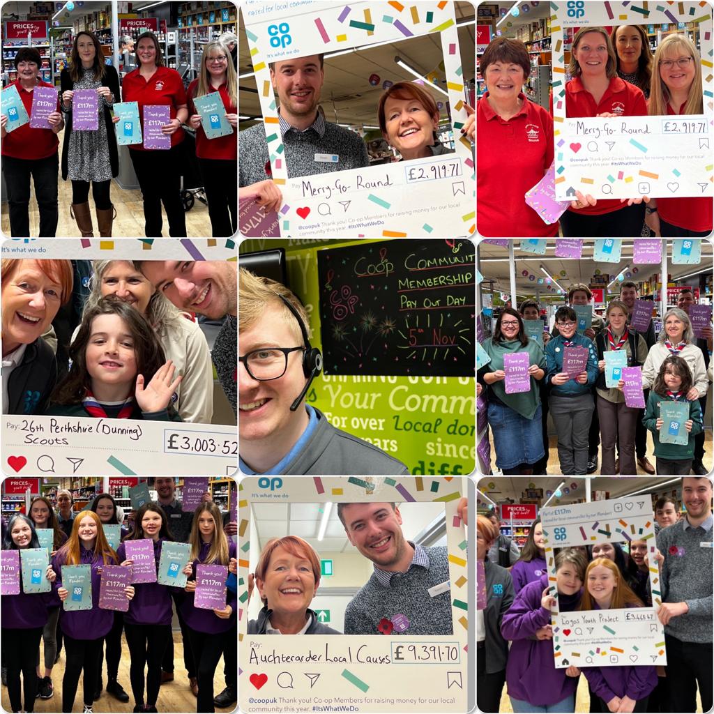 🎉Pay-out Celebration at Auchterarder Coop👏
SM Kevyn and MP Ally are pleased to present the Local Causes their cheques from the Coop Community fund.
Logos Youth project ,26thPerthshire Dunning Scouts, and Merry-Go-Round. <a href="/kevynrobertson/">Kevyn</a> <a href="/mikemccarthy6/">Mike McCarthy</a> <a href="/KateGraham03/">Kate McCrae Graham</a>