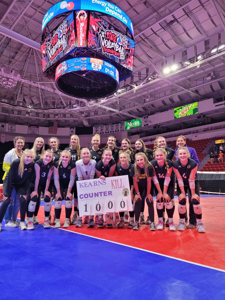 OHS is advancing to the State Volleyball Finals. Congratulations to Cordelia Kearns on your 1000th kill.