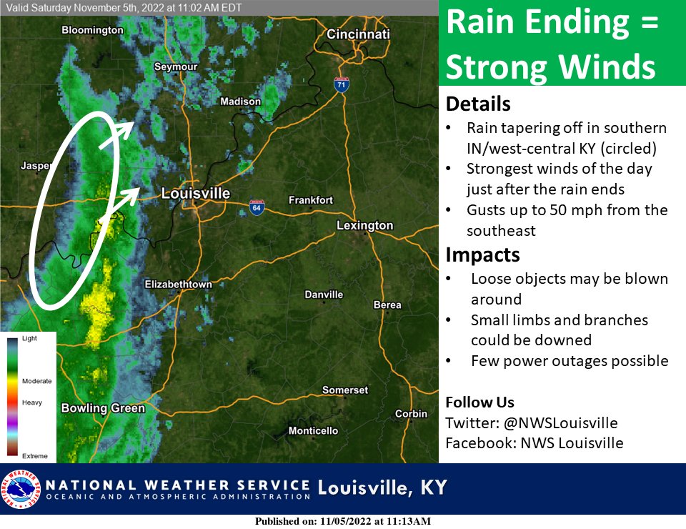 NWS Louisville on Twitter "Expect the strongest winds of the day just