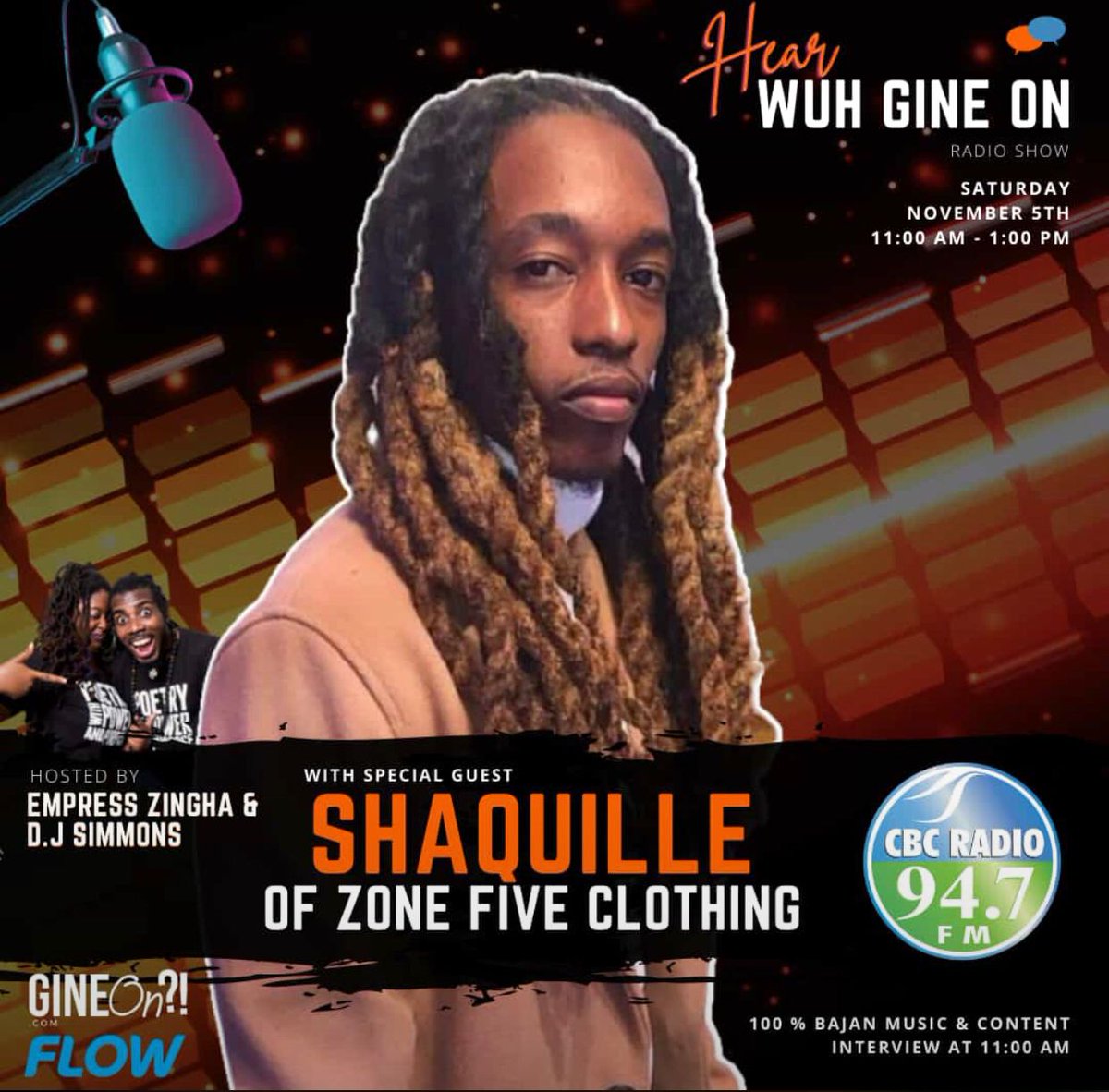 This morning! CBC 947 fm 11am to 1pm Nov 5th