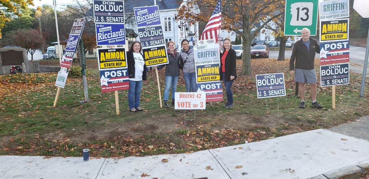 RepKeithAmmon's tweet photo. Enthusiasm for Tuesday is building! Sign wave in #NewBostonNH this morning. https://t.co/sR0E9voY17