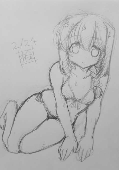 #いいふとももの日
#いい太ももの日 
あんまりこう、絵の中心には来なくてね、うん…難しいね 