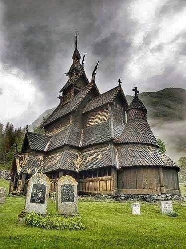 Stave Church in Norway. It was built between 1180-1250 A.D., and still exists.

ancient-origins.net