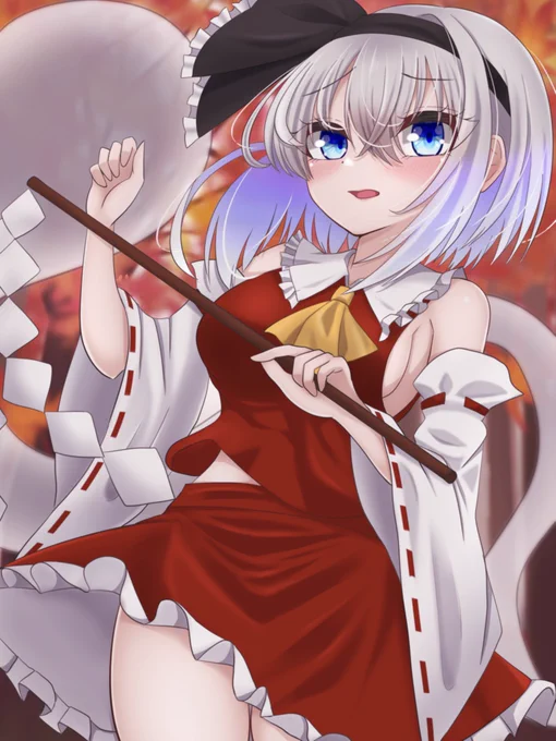 霊夢の巫女服着せられちゃった妖夢ちゃん 