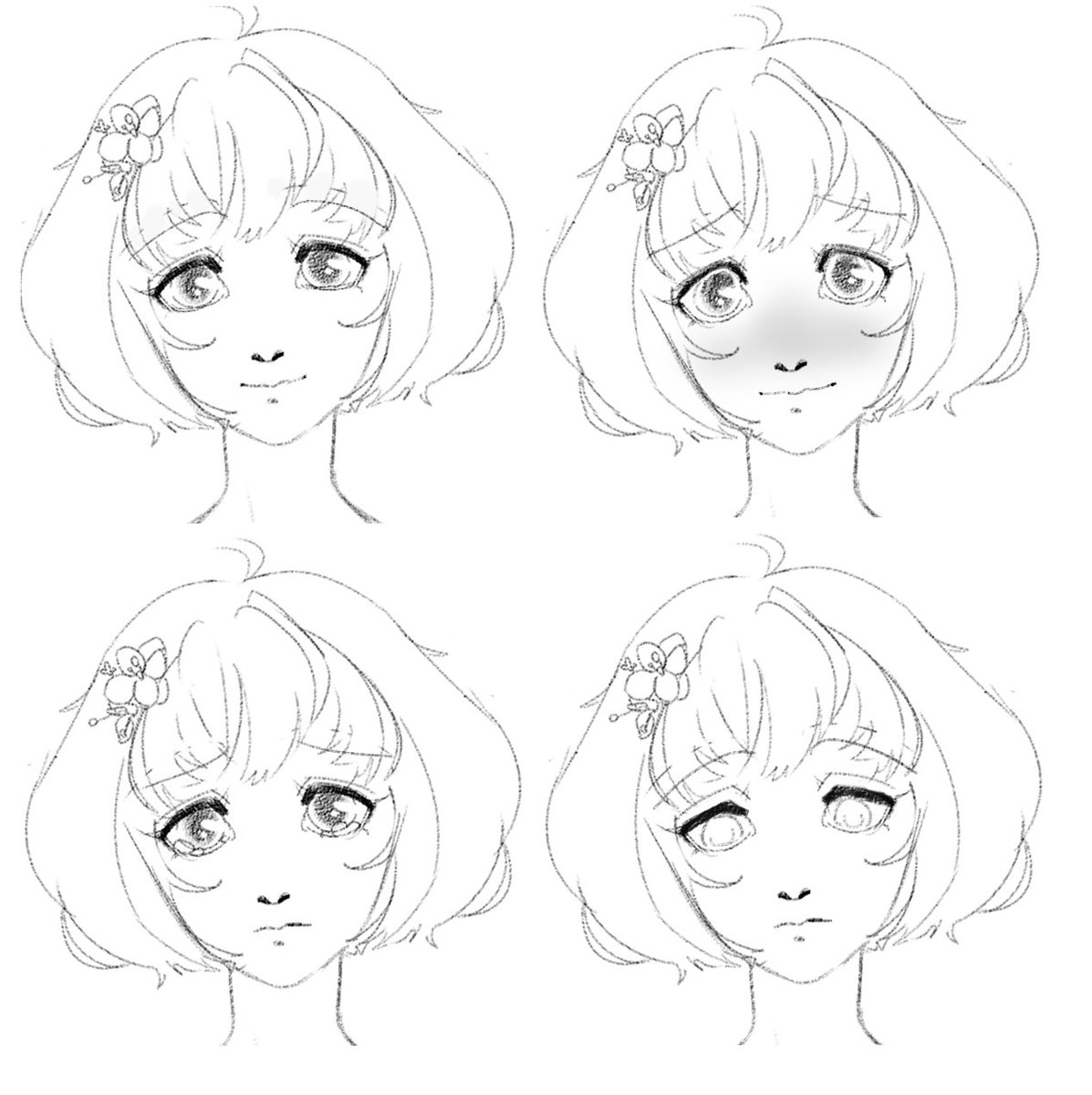 A #sketch of some of Hana's expressions. She may be a little shy, but she's quite emotive!

#art #conceptart #indiedev #gamedev #visualnovel #vn  #screenshotsaturday