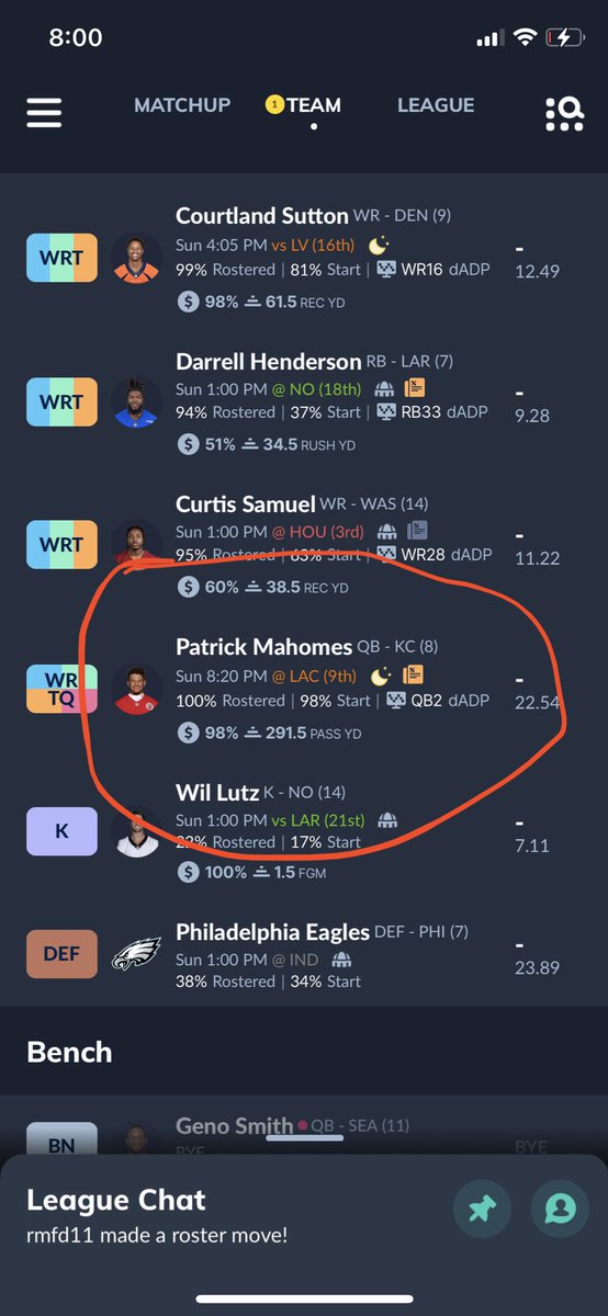MarcusVoran's tweet photo. Was just asked why I don’t have Josh Allen ranked 1st, and realized I don’t even have him starting.

I guess I’m a 4%er

#FantasyFootball https://t.co/EKfRLy6Gcr