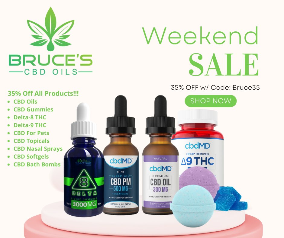 bdelonge54's tweet photo. Get a head start on your holiday shopping with our CBD &amp; THC sale! Take 35% Off w/ code: Bruce35 @ https://t.co/dzSUEhoWf6

#CBDTopicals #CBDProducts #BrucesCBDOils #CBDEdibles #CBDOils #CBDSale #CBDGummies #CBDEdibles #HolidayShopping #CBDmd #CBGOil #Delta9THC #Delta8THC https://t.co/o8hlrQCFFt
