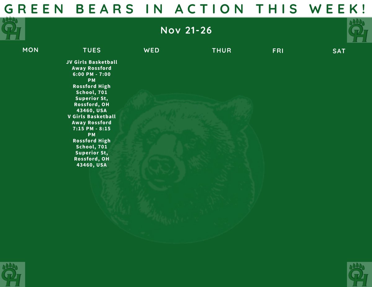 Who's ready for hoops?!!! <a href="/hills_ottawa/">Ottawa Hills Girls’ Basketball</a> starting this winter season off right! 

Happy Thanksgiving to all!

jhhs.ohschools.org/athletics/cale…
 
<a href="/GreenBearSports/">OH Athletics</a> <a href="/HillsBarstool/">OTTAWA HILLS BARSTOOL</a> <a href="/ohschools/">Ottawa Hills Local Schools</a> <a href="/thegreenbearrr/">the big bear on campus</a> <a href="/AdamFineske/">Adam Fineske</a> <a href="/OHHSPrincipal/">Benjamin McMurray</a>