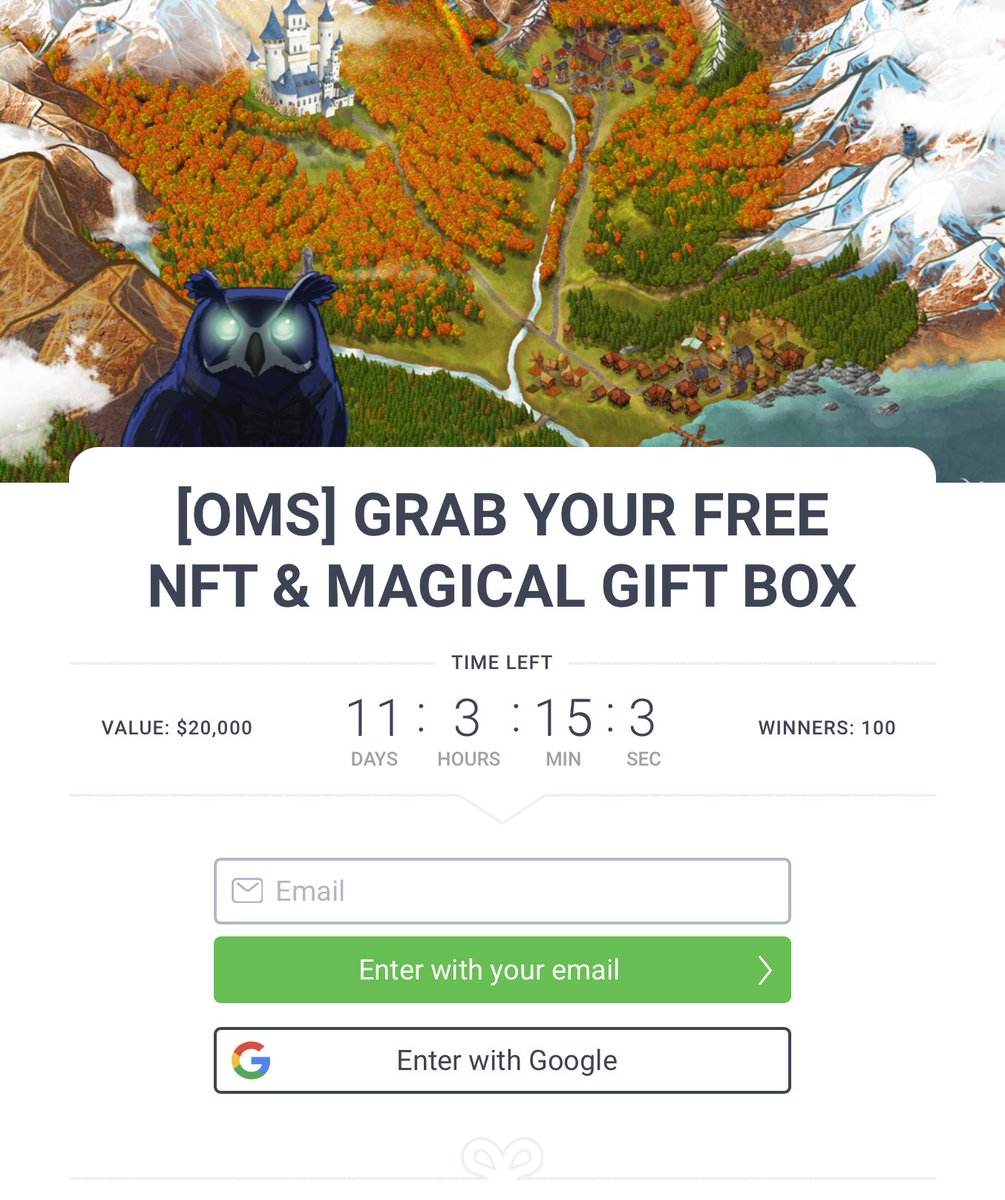 OneMagicSchool's tweet photo. GRAB YOUR FREE NFT & MAGICAL GIFT BOX
-------
Ready to be a part of this exciting journey?
Share and Win our Giveaway!!
๐ช๐ช๐ช
Cast your spell: https://t.co/AYsE50rZbI
#onemagicschool #giveaway #nft #game #game3 #gamefi #onestudios #giftbox #free https://t.co/N2ZCoRXa0R