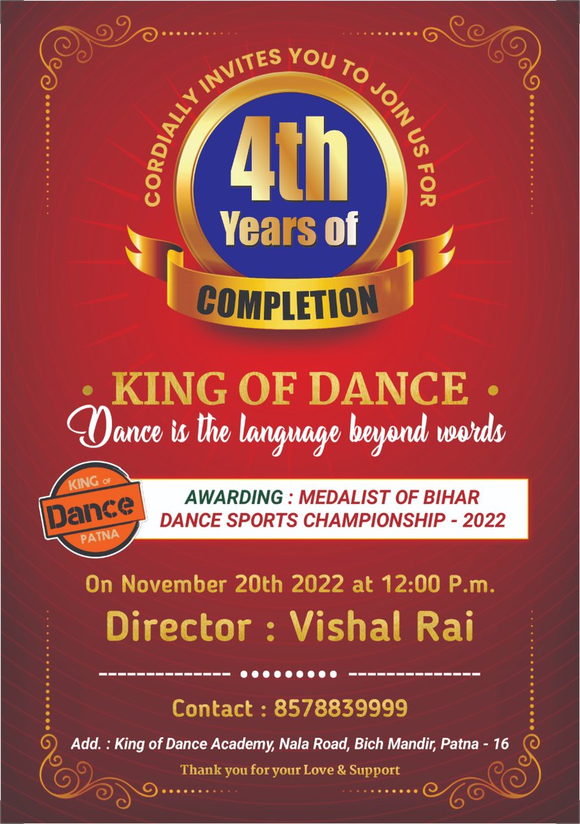 kodpatna's tweet photo. You Are Invited
#kingofdancepatna #teamkod #4thyearcelebration #bestdanceclassinpatna https://t.co/JAV2DJ9BSA