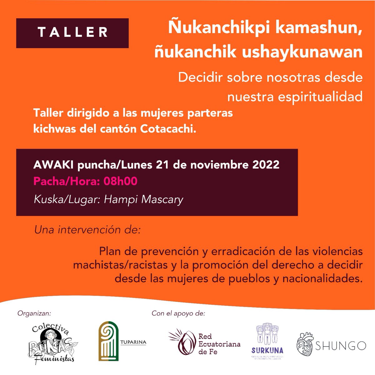 RunasFeministas's tweet photo. Taller con nuestras hermanas parteras #Decidir es un derecho y Vivir nuestra ancestralidad es urgente.Runa warmipura tantanakushpa ashtawan ñukanchik kamachikkunata sinchiyachinchik.Ñukancchik kawsay/yachaytapash ashtawan kuyashpantin. 
@SurkunaEc @Paovercoutere @RedFeEc #Shungo https://t.co/GRKYiYYf5Z