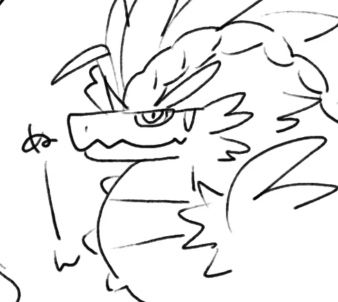 コライドン、爬虫類顔なのに趣味で獣系ドラゴン顔で描いてしまってダメ 