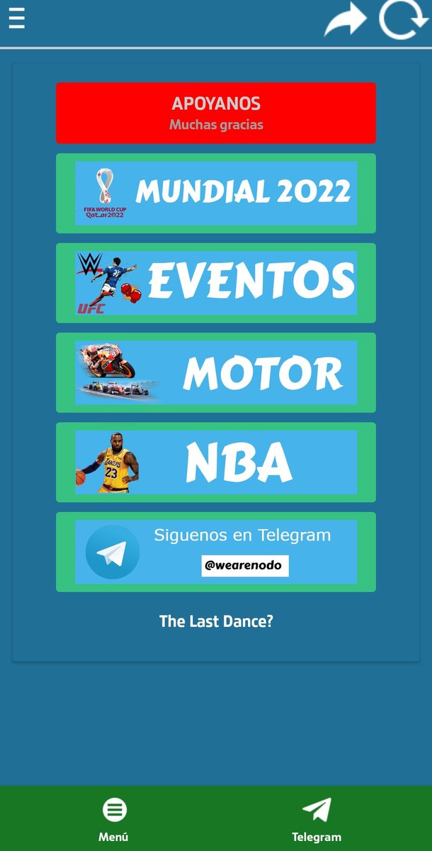 Chiva_Cule's tweet image. HILO CON APPS Y PÁGINAS PARA VER TODO EL MUNDIAL CATAR 2022.

1- Nodorios. (Suelen actualizarse logo y nombre)

Cuentan incluso con Telegram en donde se comparten más links en diferentes formas.