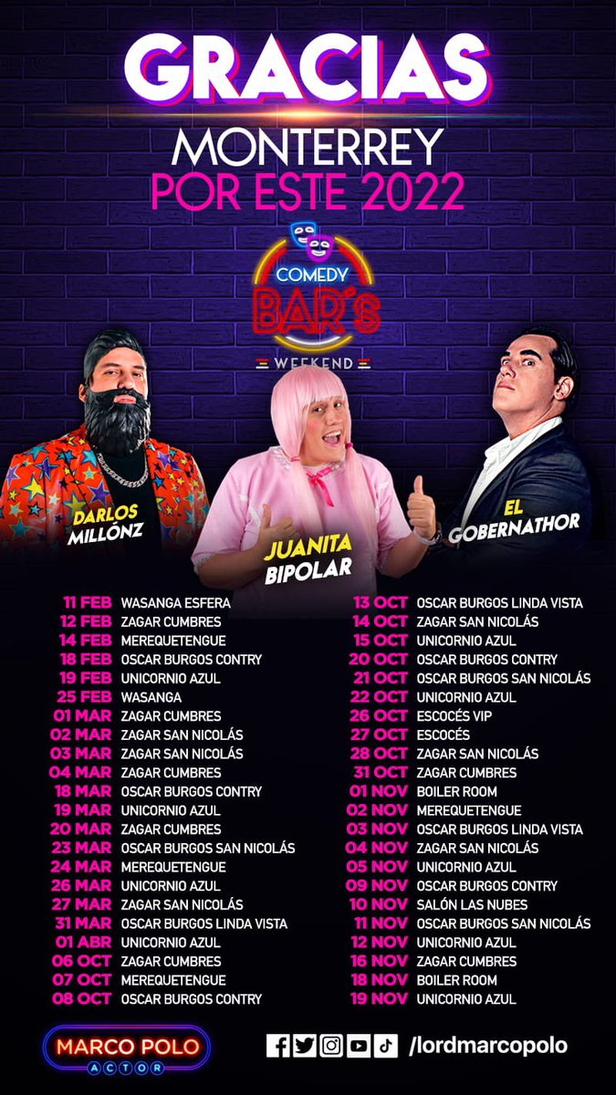 LordMarcoPolo's tweet photo. #Histórico… Y eso que sería Un Solo Fin de Semana. Hoy cierro este proyecto de #ComedyBarsWeekend 
Gracias banda, son la mejor audiencia de comedia de México. https://t.co/ppFTRGiEKg