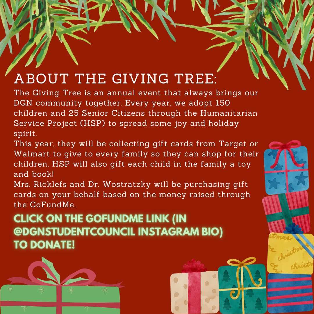 🎄🎉It’s that time of year again! The Giving Tree is back!
📆Please donate by Friday, November 25 to brighten up someone’s holiday using the link below:
gofundme.com/f/giving-tree-…
🎁Every dollar counts, thank you!
