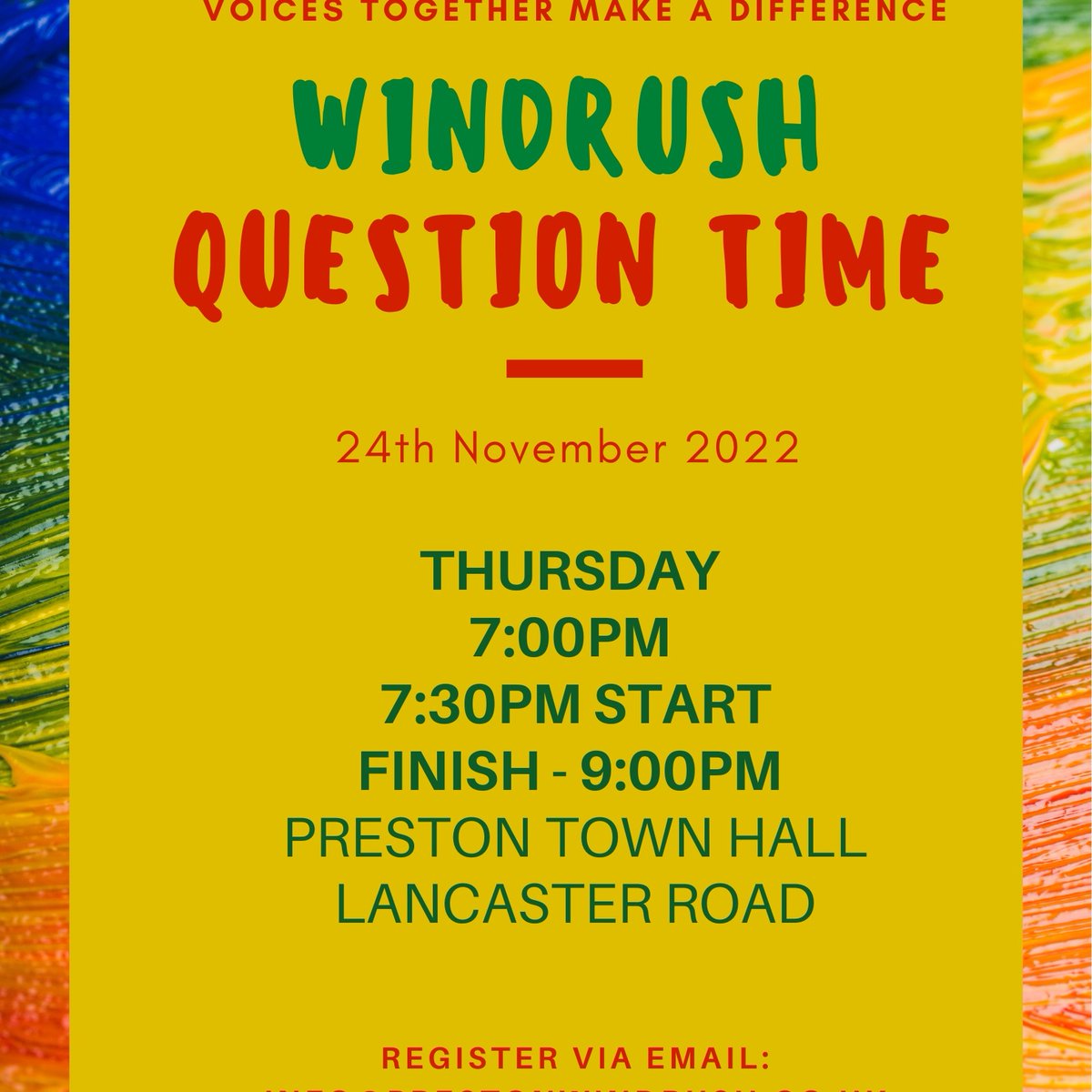 In Preston Lancashire on Thursday 24th November 2022 at 7pm Windrush Question Time hosted by Preston Windrush Generation and Descendants UK If you live in the North West and have questions please come along. Speakers to be announced