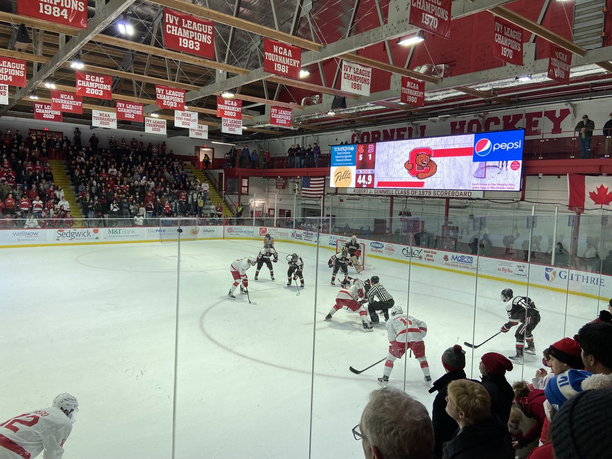 ChrisWatkinsCU's tweet photo. The first home weekend with ECAC competition- two games, two wins. Go Big Red. https://t.co/cjEPQ6UWzO