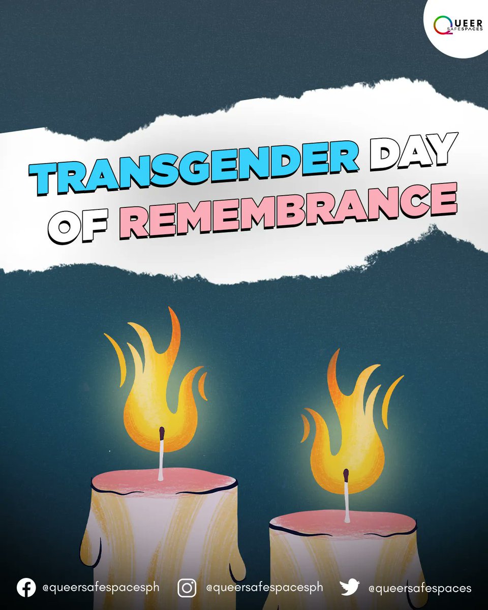 The #TransgenderDayOfRemembrance is observed each year in honor of the memory of trans people who lost their lives to anti-trans violence.

We stand with our trans siblings in their fight to end violence due to transphobia & homophobia. 
 
#TransgenderLivesMatter
#QueerSafeSpaces