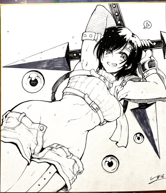 #ユフィ誕生日おめでとう
ユフィ誕らしいので、以前別件で描いたアナログ色紙ですが 