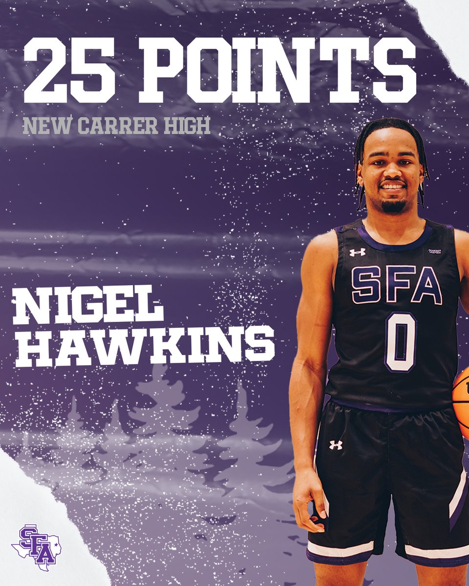 SFA_MBB's tweet photo. Congratulations to Nigel Hawkins who got a new career high of 25 points!

#AxeEm x #RaiseTheAxe x #PressU https://t.co/qHme2k4AFw