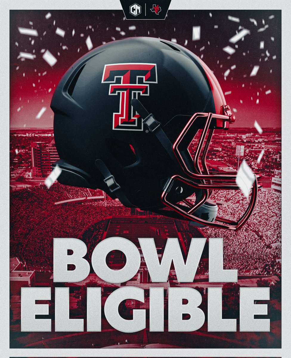 gunsupnation's tweet photo. 𝗚𝗢𝗜𝗡' 𝗕𝗢𝗪𝗟𝗜𝗡'! 🎳
The Red Raiders are bowl eligible in the first year of the Joey McGuire era! https://t.co/PgBFij7VAE
