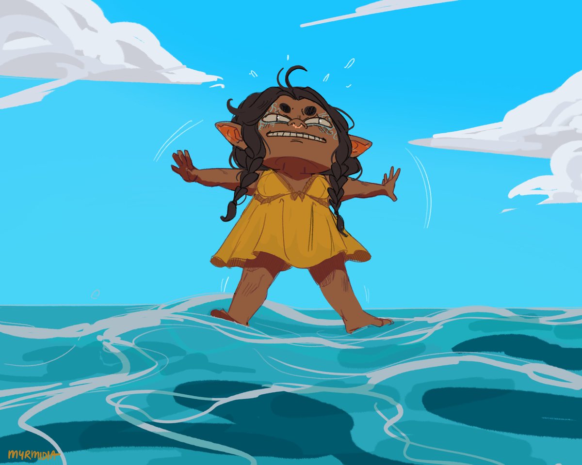 Myrmidia's tweet image. Veth in her chemise out on the open sea (I’m so sorry)

#MightyNeinReunited #CriticalRoleSpoilers #criticalrolefanart #CriticalRole