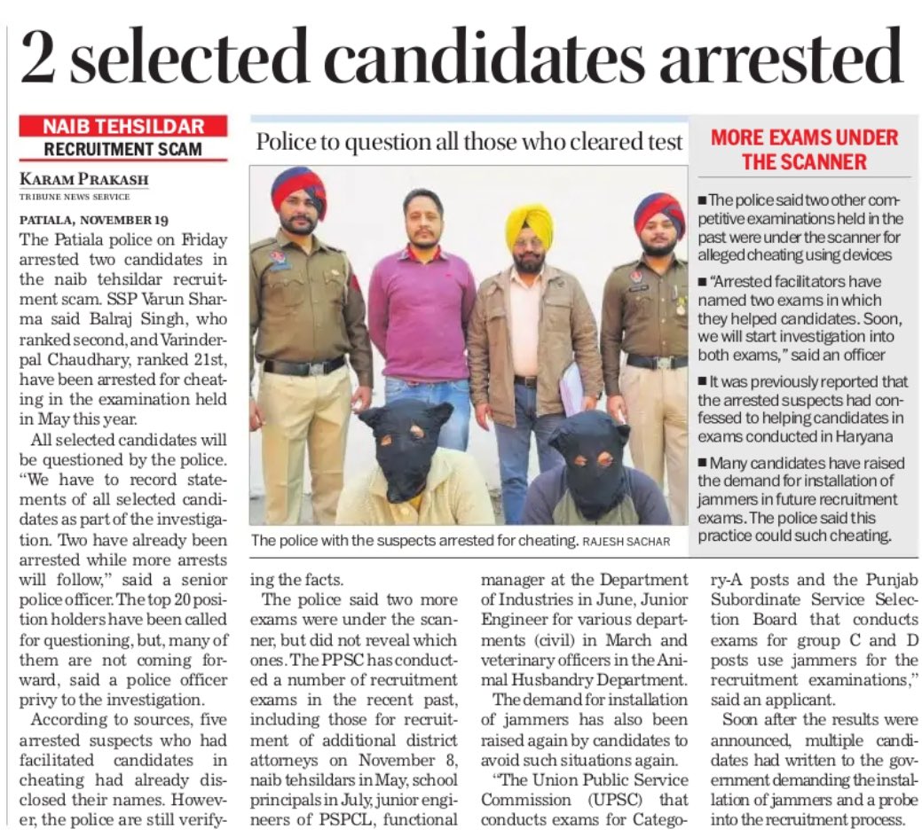 SukhpalKhaira's tweet photo. Now that jobs for cash arrested scamsters have confessed helping cheats in two other exams apart from Ppsc Naib Tehsildar tests i urge @BhagwantMann to order probe in all recent recruitments as thugs will become high ranking officers if not probed &amp; punished-khaira @INCIndia https://t.co/qNpKNA7n4Z