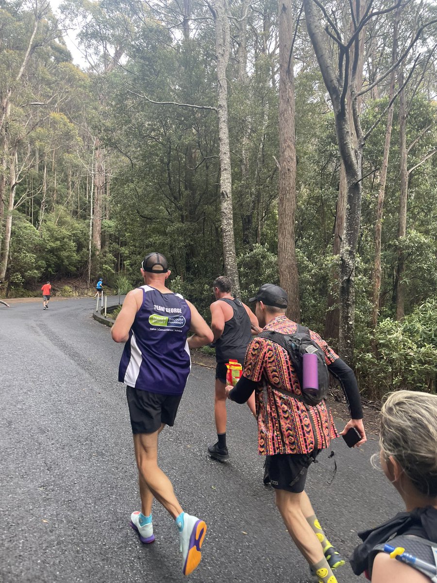 We walked 21.1km up a mountain today to support <a href="/carriesB4BC/">carriesbeanies4BC</a> &amp; our amazing college Daz and his wife Sarah  and daughter Arabella who are living a brain cancer journey with their son George ……Daz ran!!! He is a legend #TeamGeorge