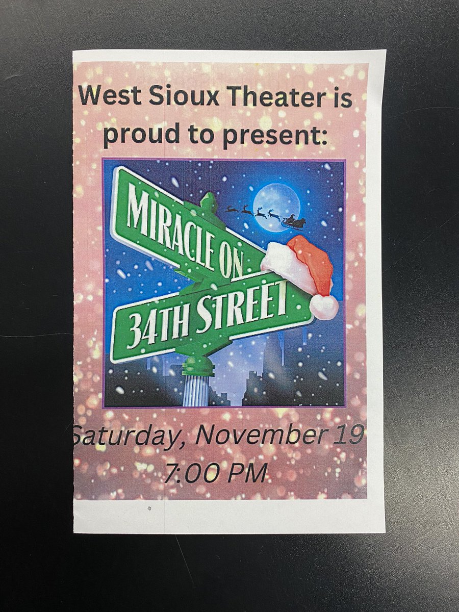 WestSiouxTAG's tweet photo. Congrats to the cast and crew of “Miracle on 34th Streer.” Extra special shout-out to our TAG reps (and how about that Mr. Macy)? #WestSioux https://t.co/HdfDXTPVX9