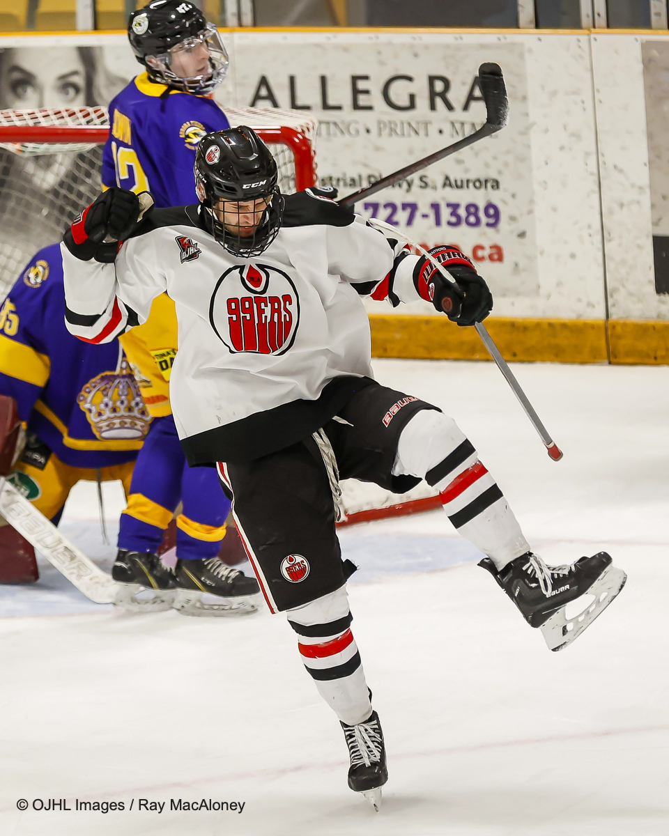 rmacphotos_14's tweet photo. Jackson Drysdale #84 of the @OJHL99ers celebrates a goal during the second period at the Aurora Community Centre on November 19, 2022. @OJHLOfficial @ojhlimages #leagueofchoice #followthephotogs #cellytime https://t.co/OCjxZbhWK8