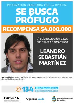 desaparecidaorg's tweet photo. Leandro Sebastián Martínez DNI 26.800.160, está #PROFUGO por abuso sexual de una niña de 12 años diagnosticada con retraso madurativo, que estaba bajo su guarda. Hay una recompensa de $ 4.000.000 por encontrarlo. Compartir y avisar #URGENTE☎️134

#BuenosAires https://t.co/p0T8jdt7Z2