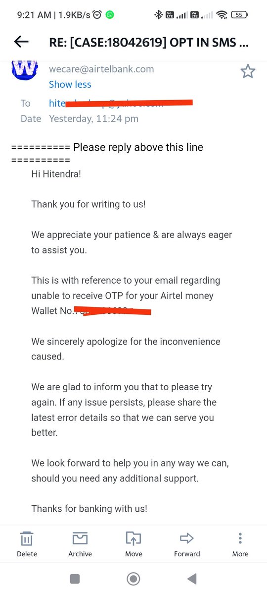 Hitendra_hrsp's tweet photo. Dear @airtelbank,
Help me to understand the meaning of the reply given by your customer care. This is the 3rd request from my side but getting the same reply.
Also help to resolve my issue. https://t.co/jnGyIWc74l