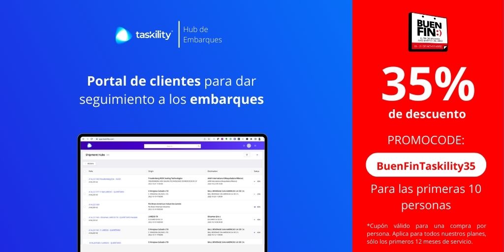 taskility's tweet image. ¿No pudiste aprovechar el descuento anterior? Pues ahora te tenemos esta gran oferta. 

Aprovecha este gran descuento desde las 4 a las 7 pm
*Horario local Ciudad de México, CDMX
*Oferta limitada
*Válido sólo hoy 20 de noviembre 2022

#Taskility #BuenFin #Software #logística