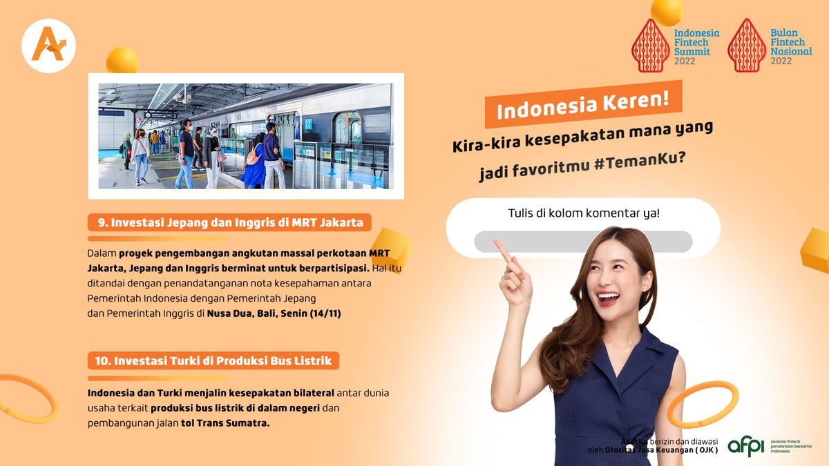 Asetku_id's tweet photo. Tidak hanya berhasil digelar secara meriah oleh pemerintah Indonesia, KTT G20 yang diadakan di Bali ini juga sukses menghasilkan sejumlah kesepakatan ekonomi bagi negara anggota, tak terkecuali Indonesia #TemanKu.
Jangan lupa Like, Comment &amp; Share konten ini ya! 

#AsetKu 
#P2PL https://t.co/w5r4qig2LQ