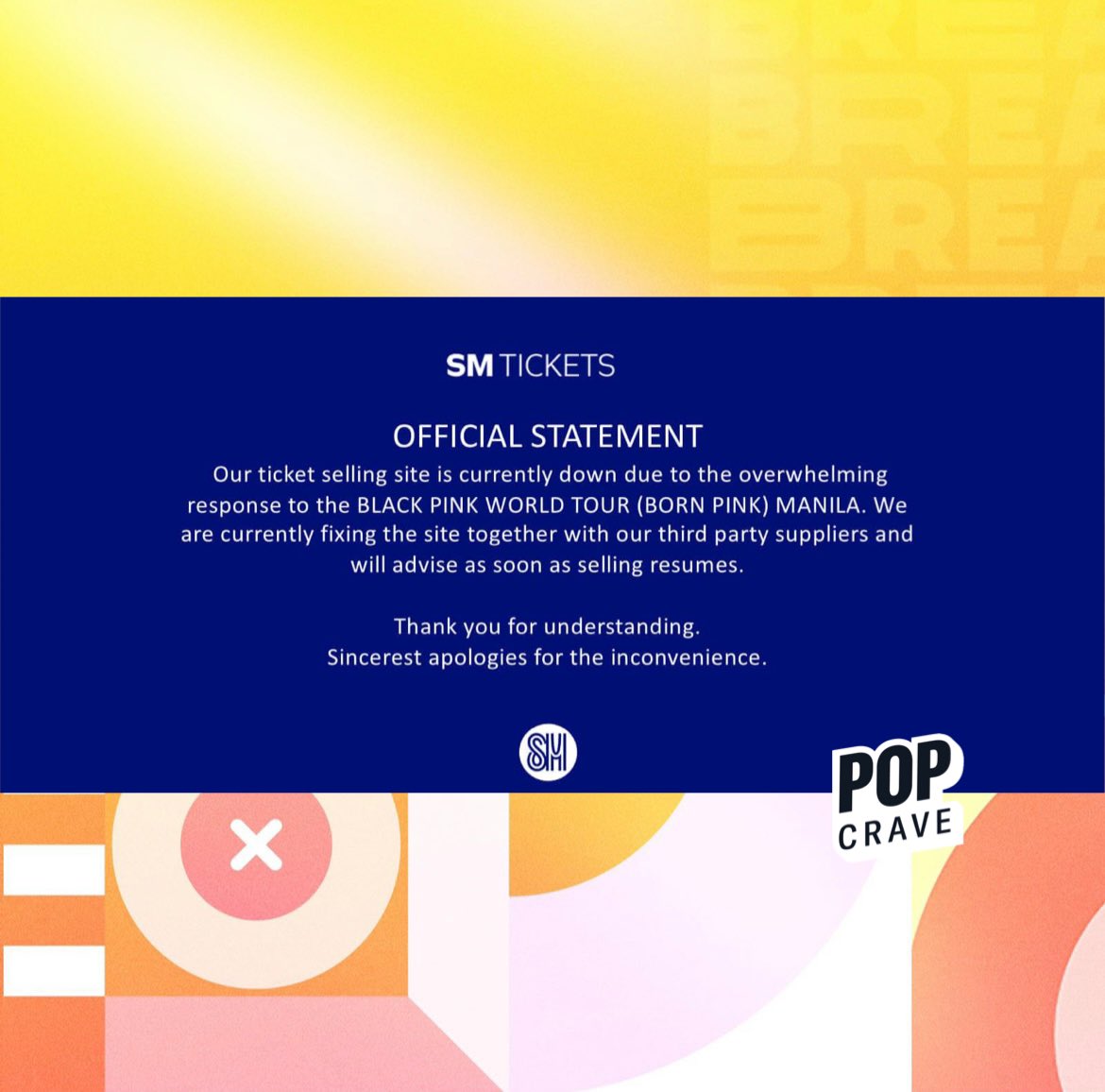 Pop Crave on Twitter: "SM Tickets issues statement after their site