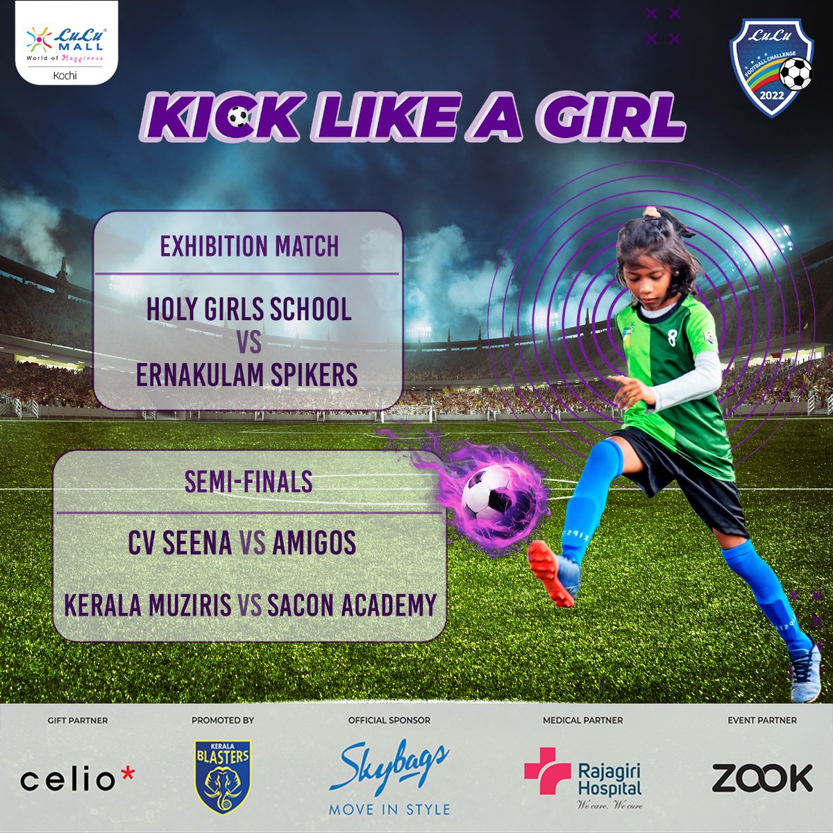 Who said girls can't kick? Head over to LuLu Mall, Kochi on the last day of the Season 4 of the LuLu Football Challenge as 6 womens teams are all set to gruel it out in the cage. Head over today and don't miss out on all the fun! #LuLuFootballChallenge #LuLuMall #LuLuMallKochi