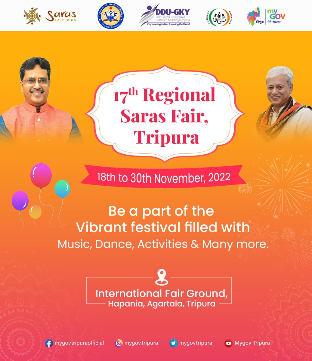 TripuraSRLM's tweet image. Be there today!
#sarasfair #saras2022 #aajeevika