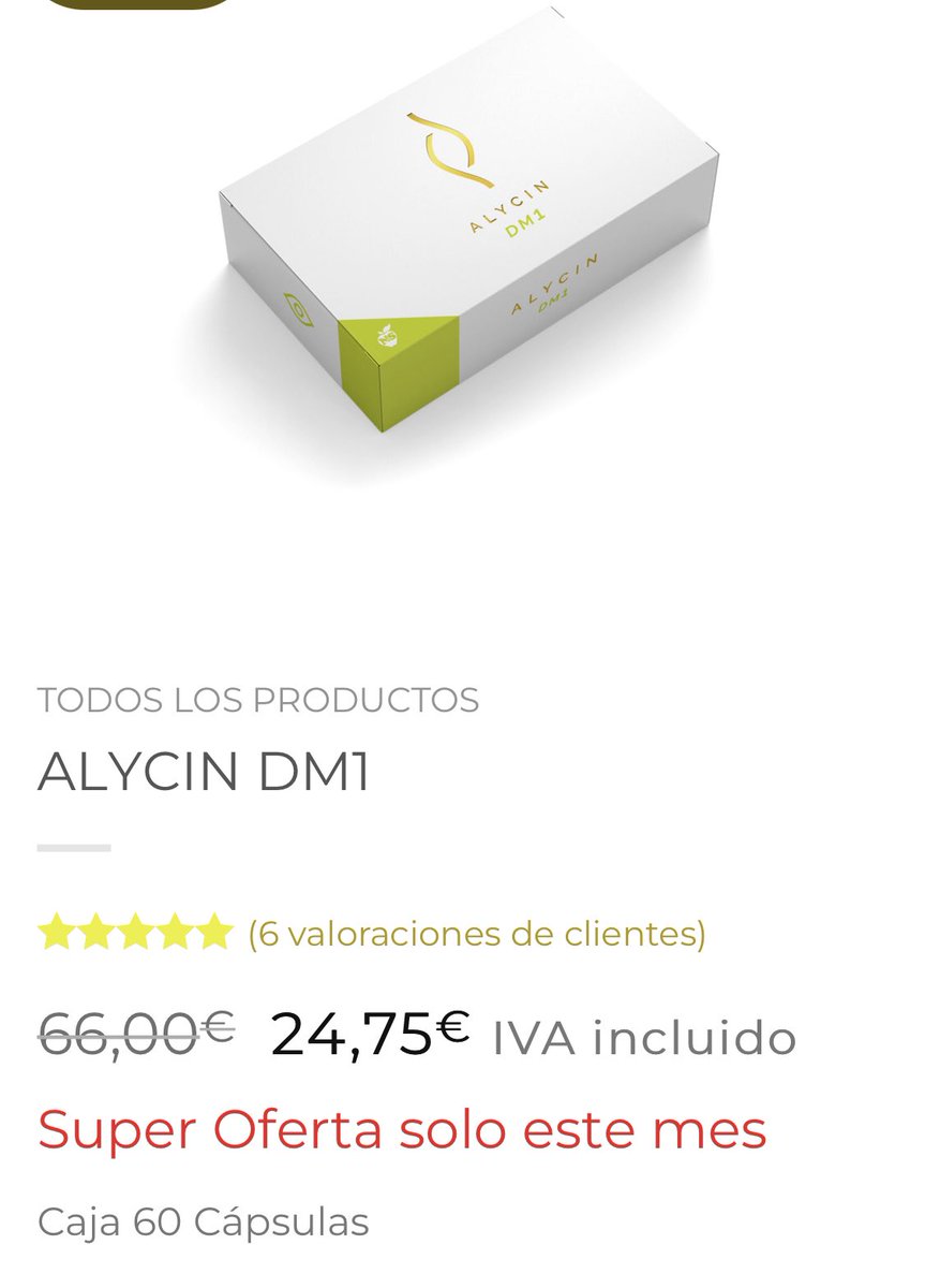 SÚPER OFERTA ESTE MES
Nos adelantamos al Black Friday para ayudarte a mantener en buen estado tu vista con ALYCIN ® DM1 que incluye en su composición las sustancias recomendadas en los estudios AREDS 
Descuentos entre el 63% y el 70%
Encuéntralos aquí 👉alycinsalud.com/tienda/pack-12…