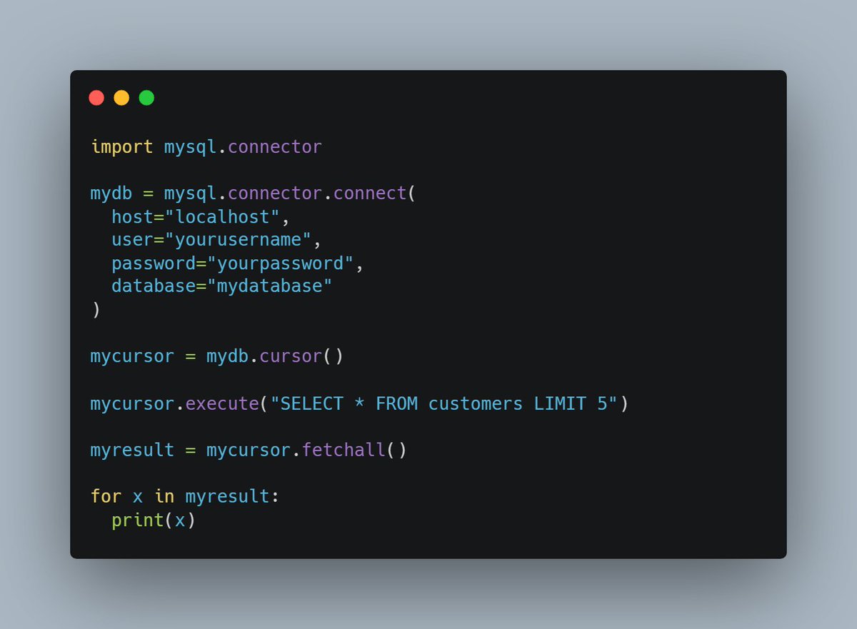 Day 18 of #60daysOfMachineLearning

🔷 Data Management - Reading Database Records 🔷

To get results f...