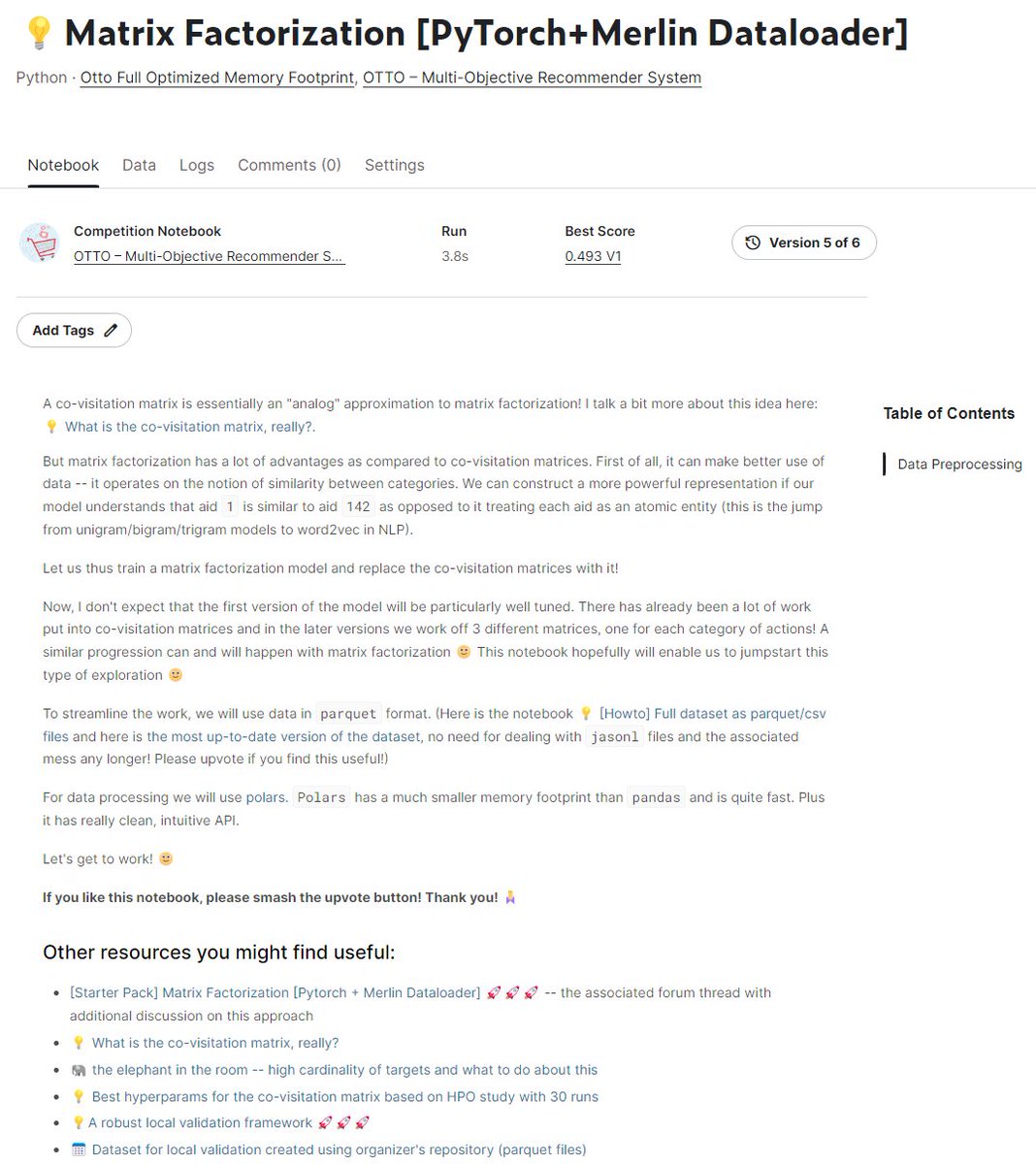 If you'd like to take the new Merlin Dataloader library for a spin

👉 I created a <a href="/kaggle/">Kaggle</a> kernel that trains a matrix factorization model to generate candidates for a live RecSys competition 😊

Please find it here: kaggle.com/code/radek1/ma…