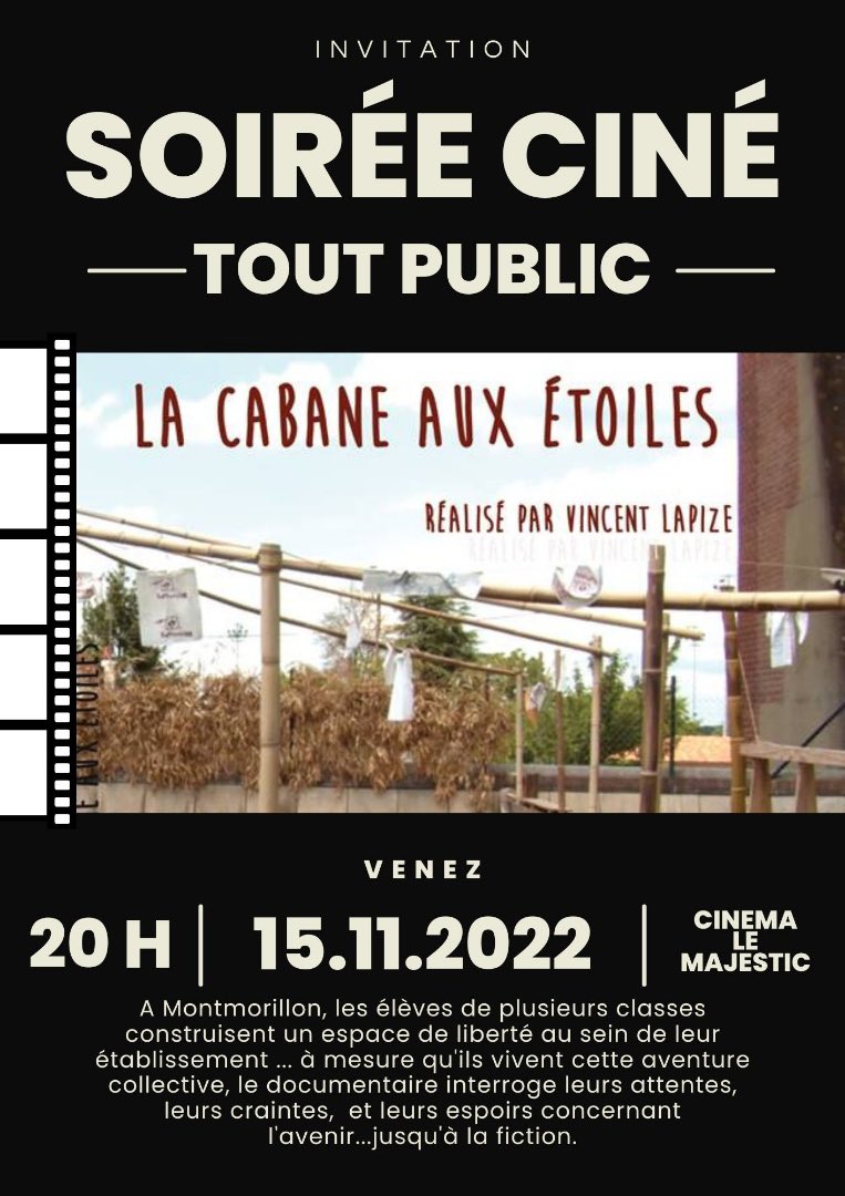 LyceeRaoul's tweet photo. Projection au Ciné le Majestic du film docu de Vincent Lapize. Travail autour du refuge avec les 3 lycées de MONTMORILLON @LyceeRaoul Jean Marie Bouloux et Jean Moulin résidence d’artiste 🙏 @daacpoitiers @Montmorillon_ @RANouvAquitaine https://t.co/IvsOHlUb9w