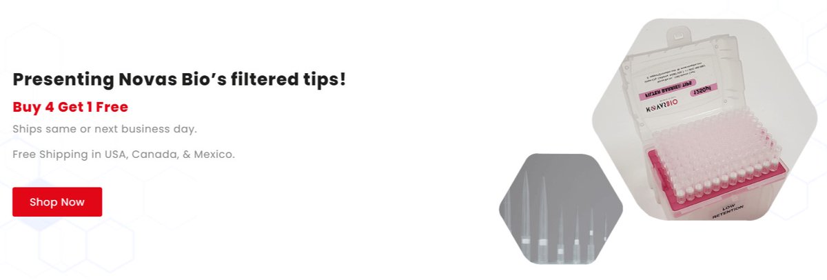 novasbio's tweet image. Filter Tips Promotion-Buy 4 Get 1 Free

View flyer for additional information.

#PCRconsumables #PCR #PCRtips #filtertips