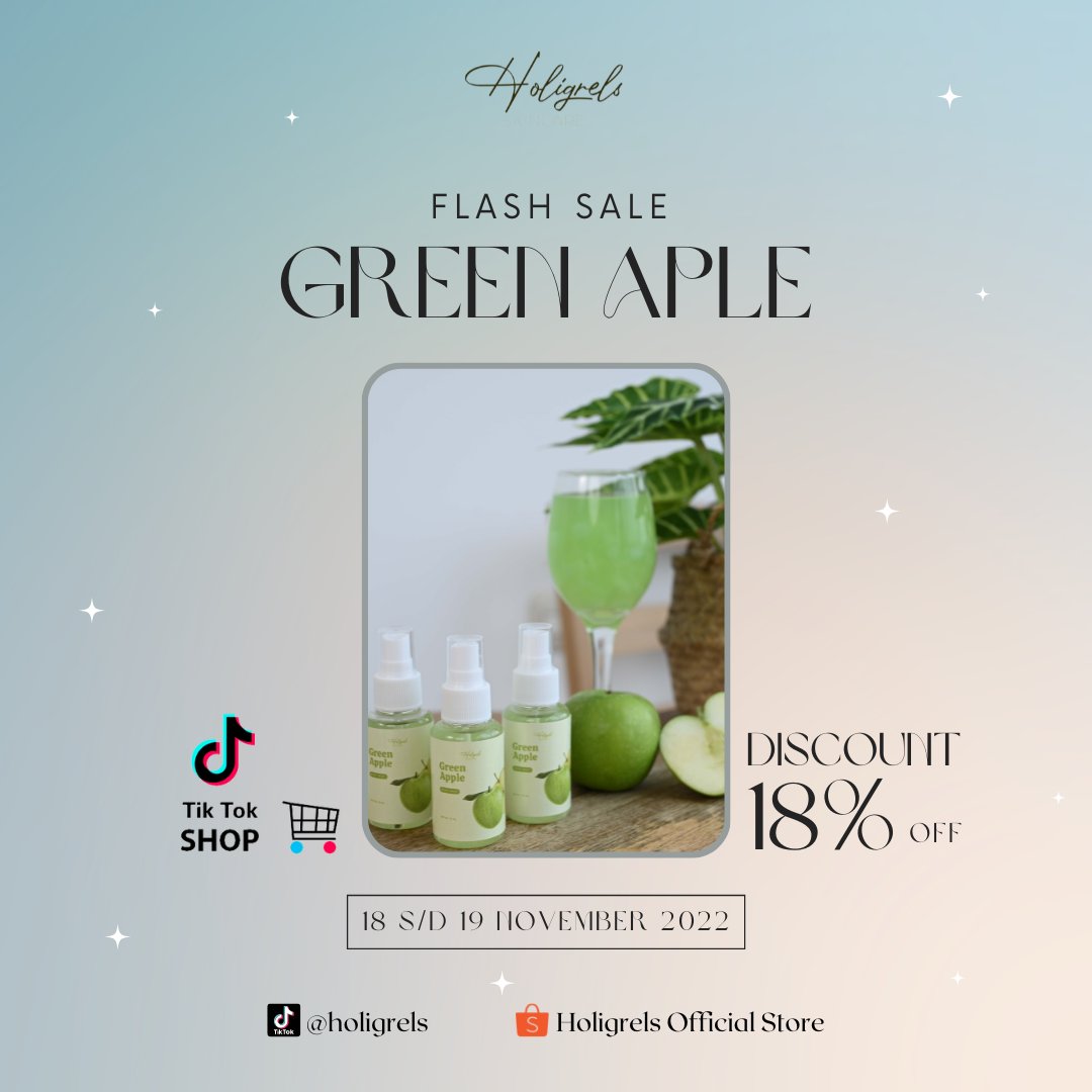 holigrelsofc's tweet photo. 🍏✨Special Flash Sale Green Apple✨🍏
Khusus Green Apple ada Discount 18% hanya di Tiktok Shop 😍, yuk buruan cek Tiktok Shop Holigrels 🥰🥰🫶🏻🫶🏻

Ayo buruan order melalui :
Shopee : Holigrels Official Store
Tiktokshop : Holigrels Skincare
WA Reseller : 081227880243 https://t.co/qLdclZ9D6P