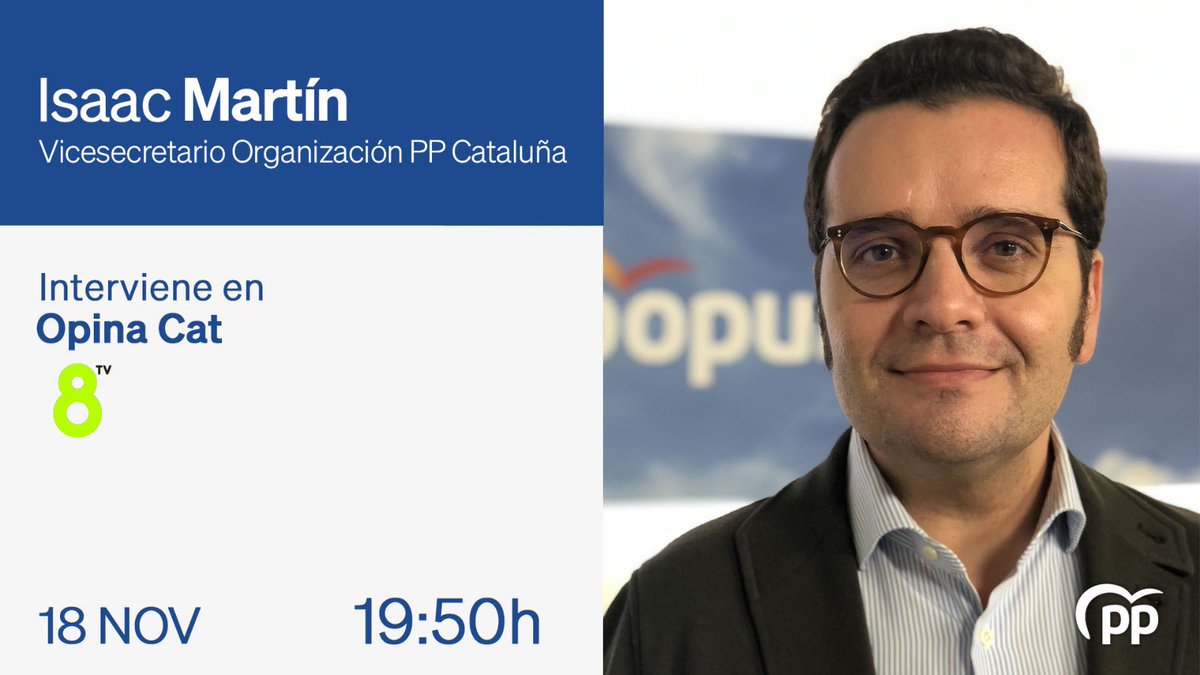 imartinsalva's tweet photo. Os espero esta tarde en @8tvcat comentando la actualidad política! @PPBarcelona_ @PPCatalunya @populares @PP_Sarria https://t.co/pCKIdEZDN4