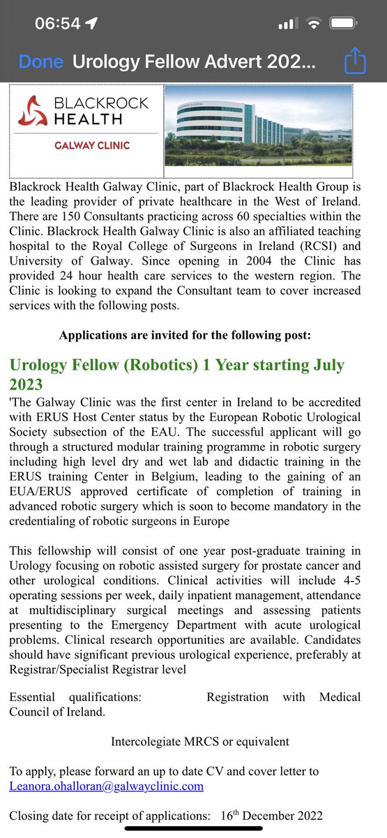.ERUS approved Robotic Fellowship opportunity for an enthusiastic candidate. We welcome your application. Closing date 15 December 22.
<a href="/ERUSrobotics/">ERUS Robotic Urology</a> <a href="/UrowebESU/">European School of Urology (EAU ESU)</a> <a href="/Uroweb/">European Association of Urology (EAU)</a> <a href="/ISU_Urology/">ISU</a> <a href="/BAUSurology/">BAUS</a>